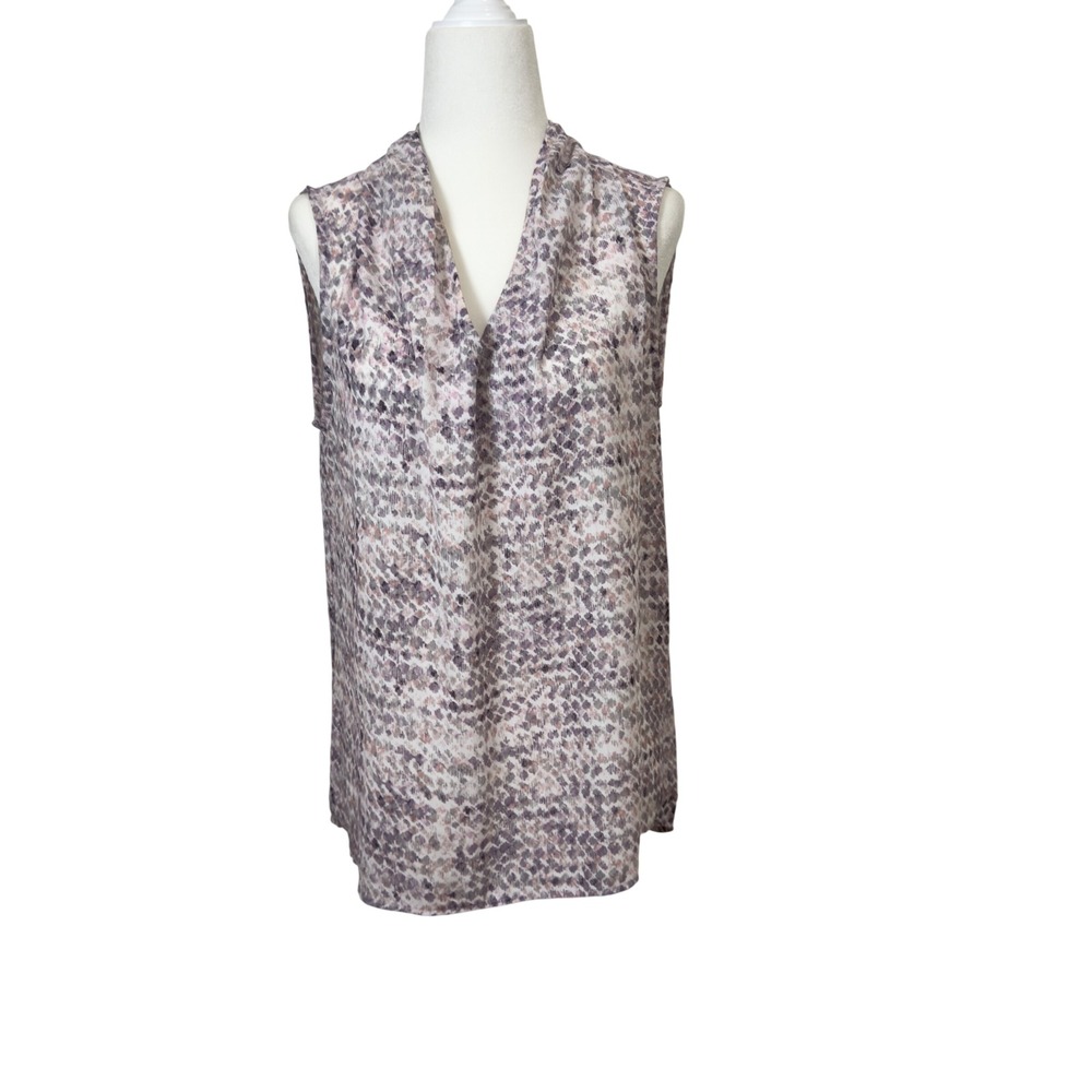Rachel Zoe Purple Snakeskin Print Cowl Neck Sleeveless Blouse Womens Small